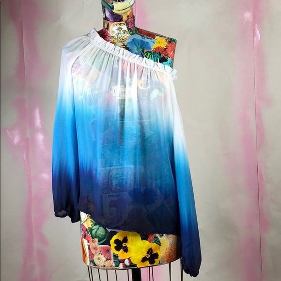 SALE Neiman Marcus NG The Label Ombre Peasant Blou - Picture 3 of 8